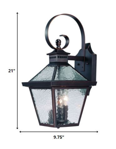 Bronze And Clear Three Light Hammered Dimmable Outdoor Hanging Lights With Bronze And Clear Shades HomeRoots