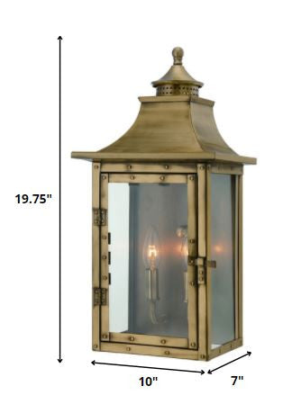 Brass And Clear Two Light Transparent Dimmable Outdoor Hanging Lights With Brass And Clear Shades HomeRoots