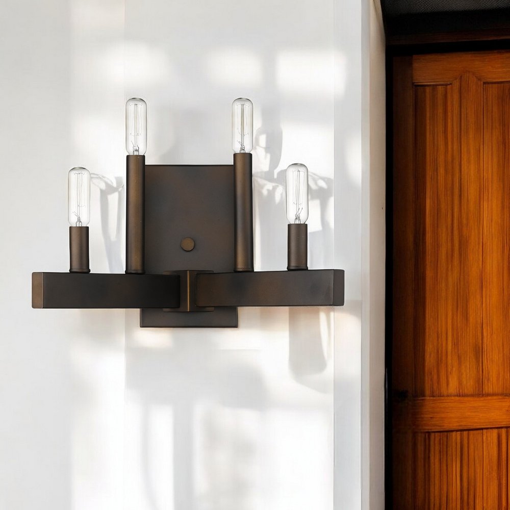 Four Light Bronze Metal Vintage Wall Sconce HomeRoots