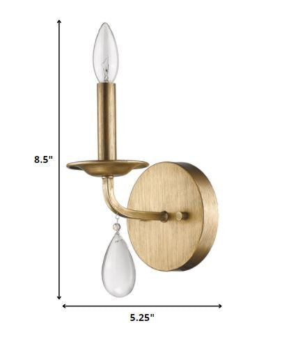 Light Gold Wall Sconce with Crystal Accent HomeRoots