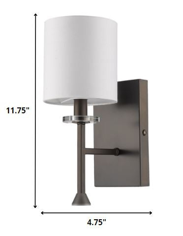 Minimalist Bronze Wall Sconce with Fabric Shade HomeRoots