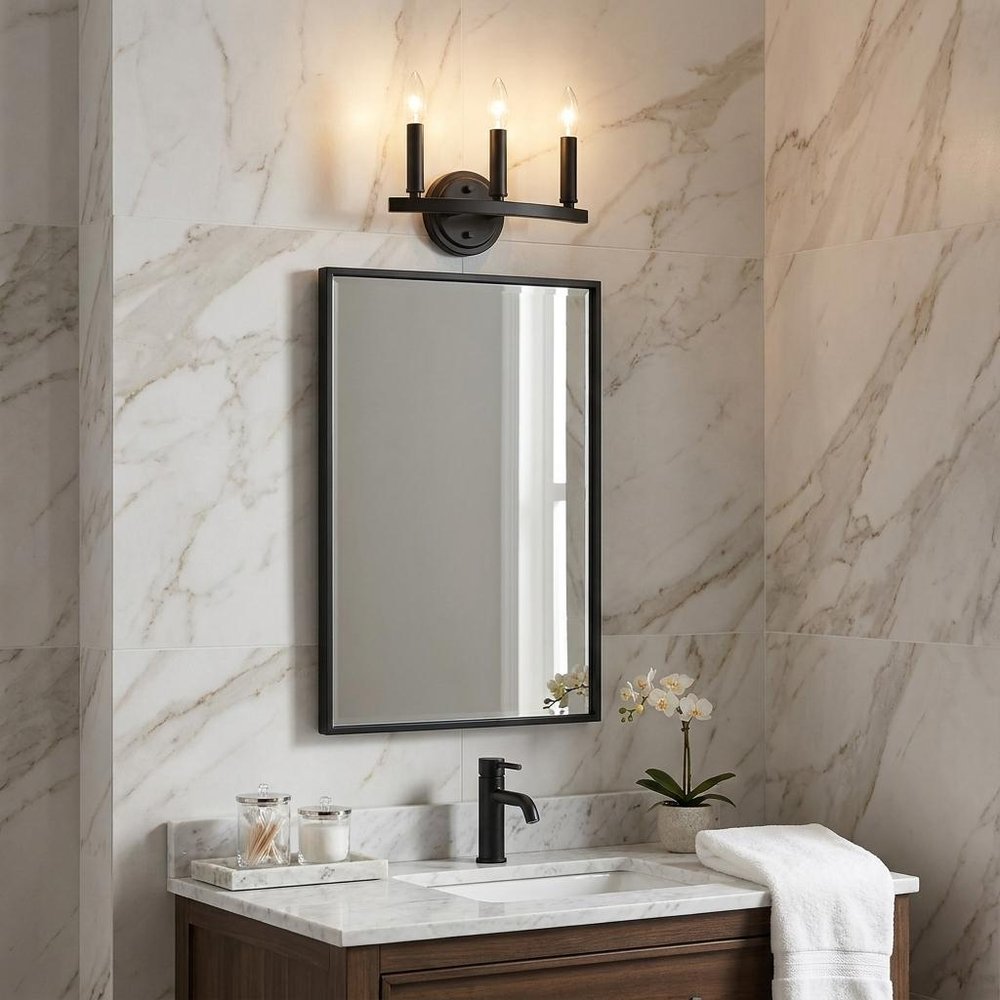 7" Black Metal Vanity Flush Mounted Sconce HomeRoots