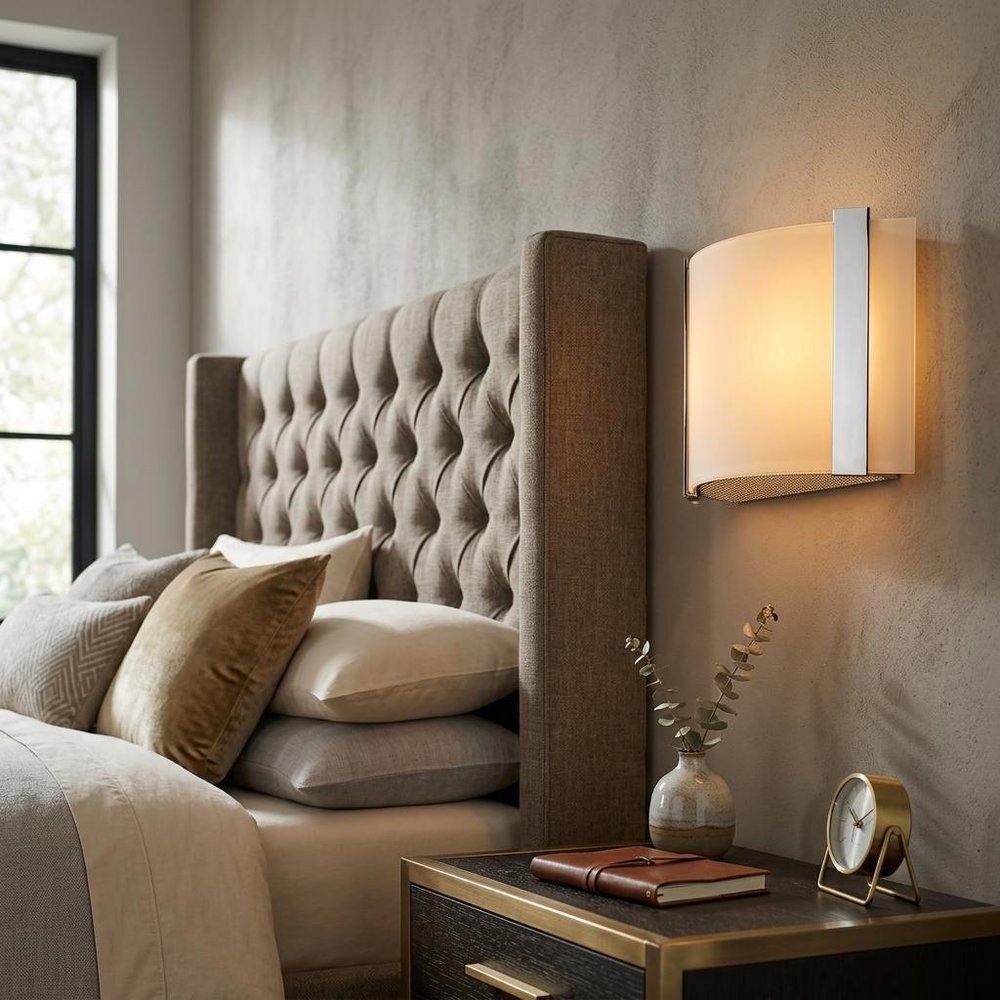 Polished Chrome Wall Sconce with Frosted Glass Shade HomeRoots