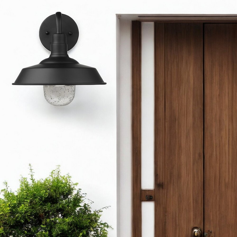 Matte Black Shallow Plate Shape Wall Light HomeRoots