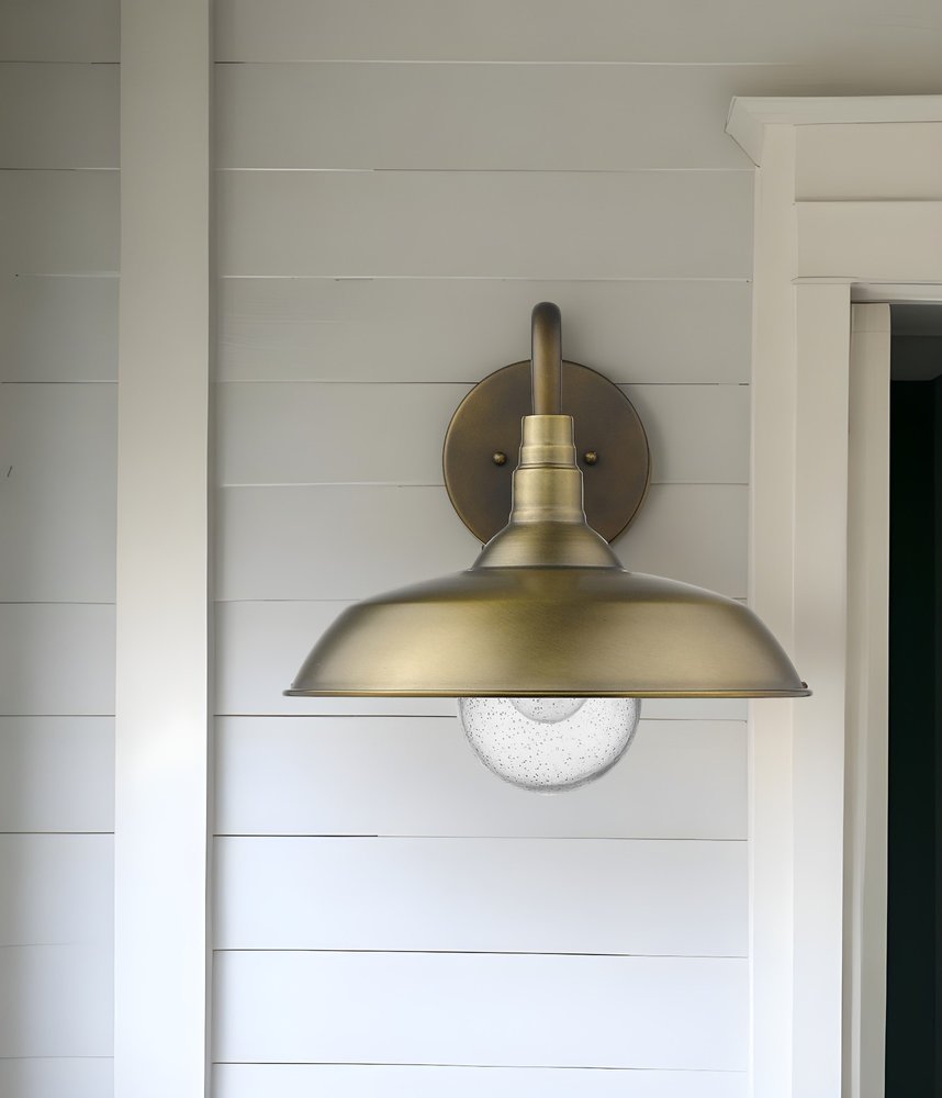 Burry 1-Light Antique Brass Wall Light HomeRoots