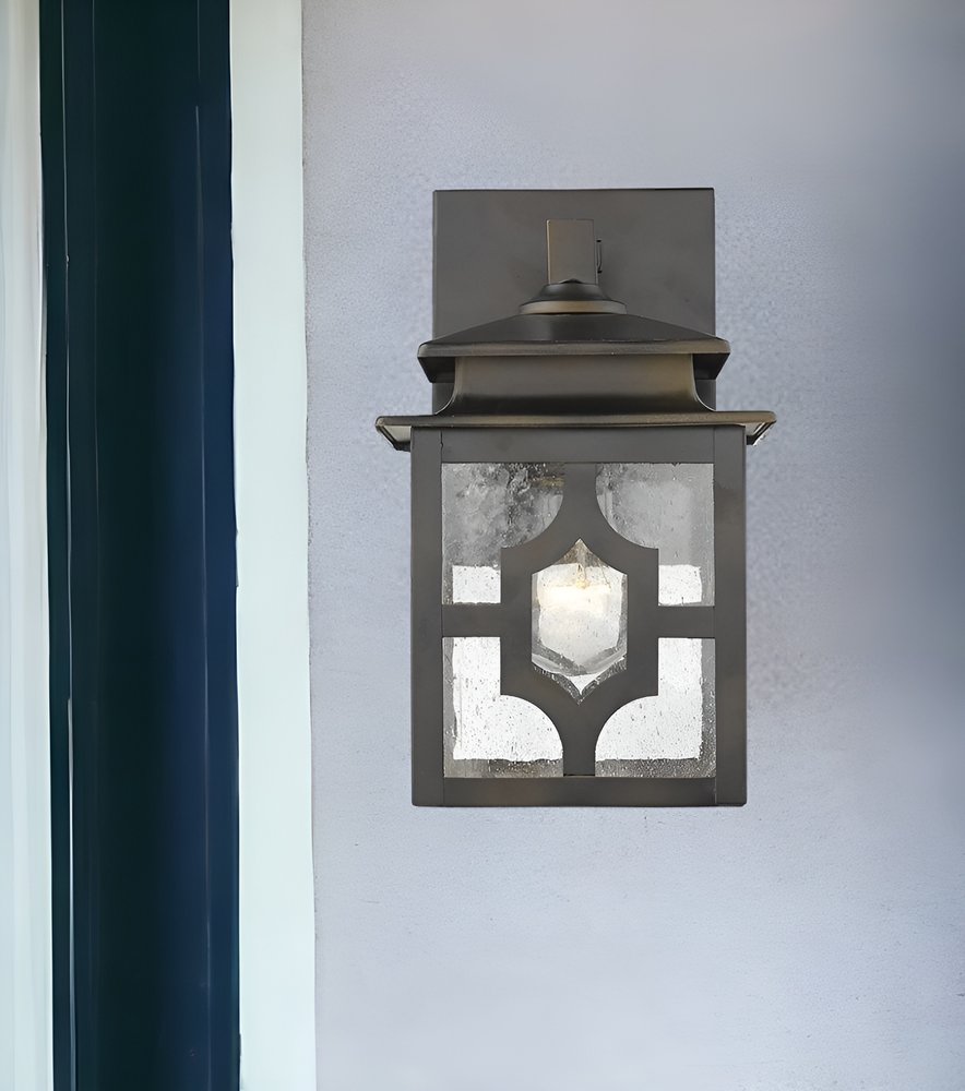 Antique Bronze Outdoor Lantern Wall Light HomeRoots