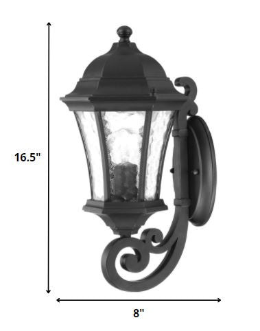 Black And Clear Hammered Dimmable Outdoor Hanging Light With Black And Clear Shades HomeRoots