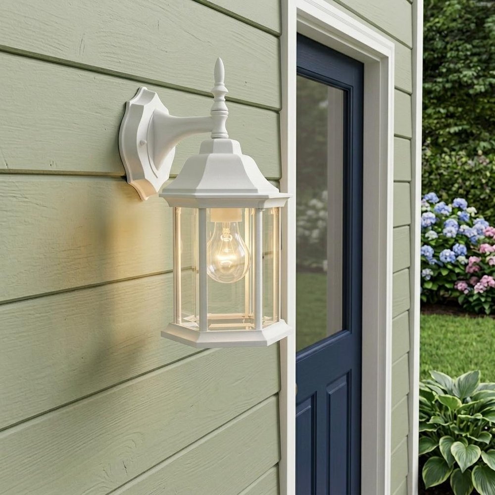 White Clear Glass Swing Arm Wall Light HomeRoots