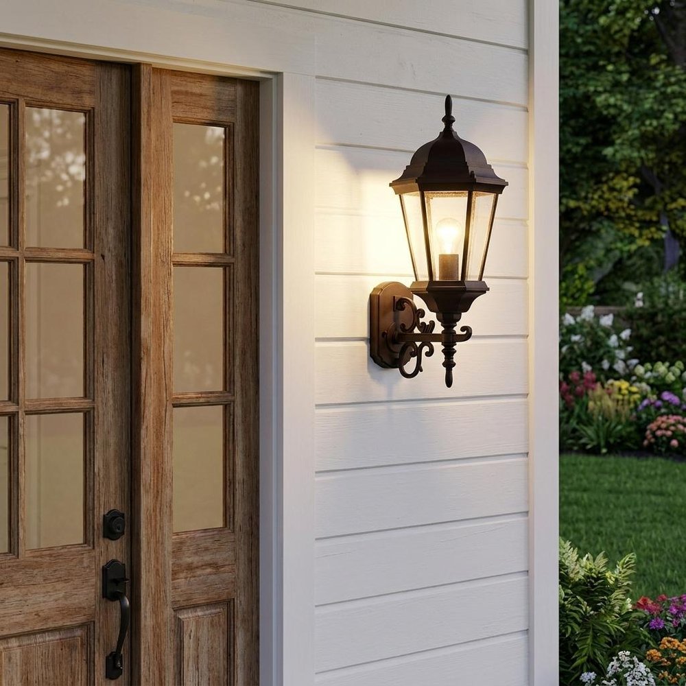 Matte Black Domed Glass Lantern Wall Light HomeRoots