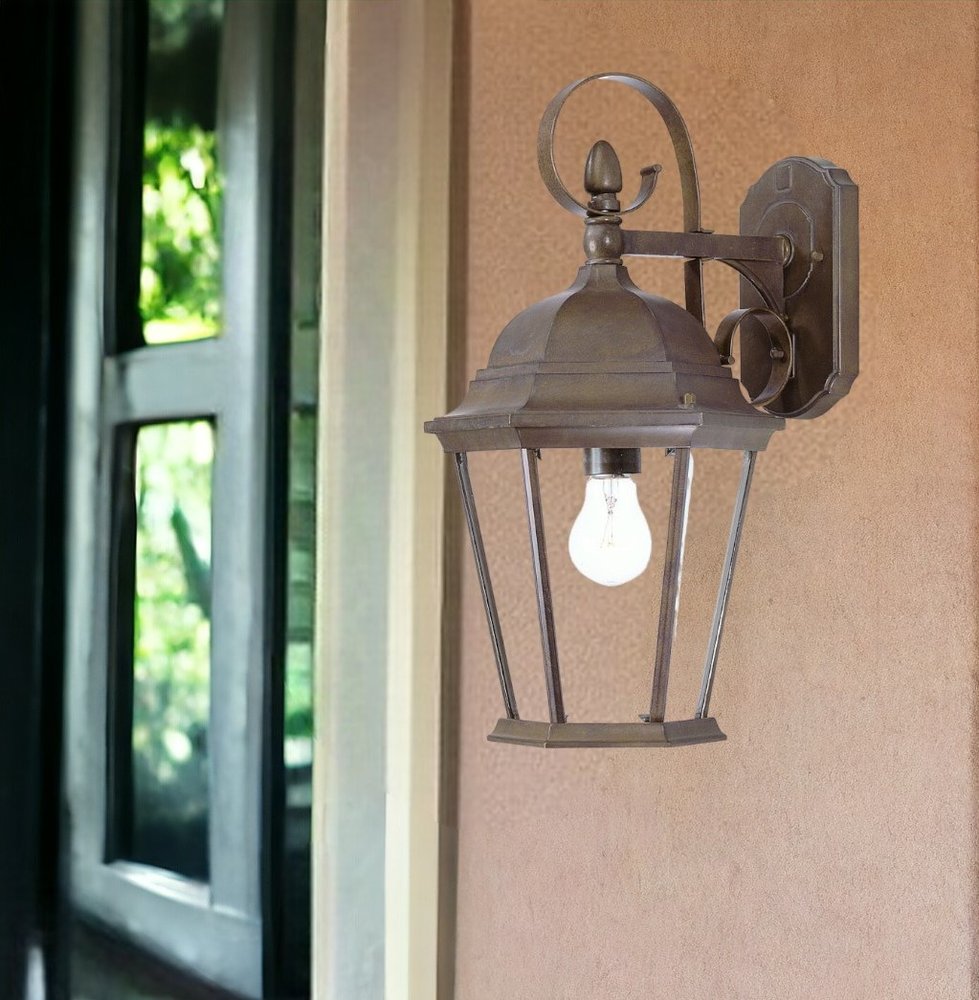 XL Dark Brown Swing Arm Hanging Lantern Wall Light HomeRoots