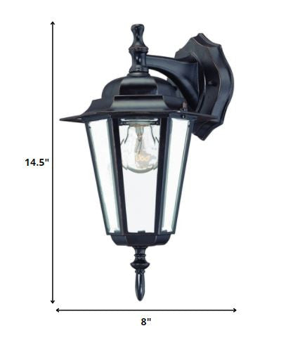 Antique Bronze Glass Hanging Lantern Wall Light HomeRoots