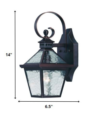 Two Light Antique Bronze Hammered Glass Wall Light HomeRoots