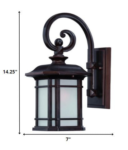 Antique Bronze Frosted Linen Glass Lantern Wall Light HomeRoots