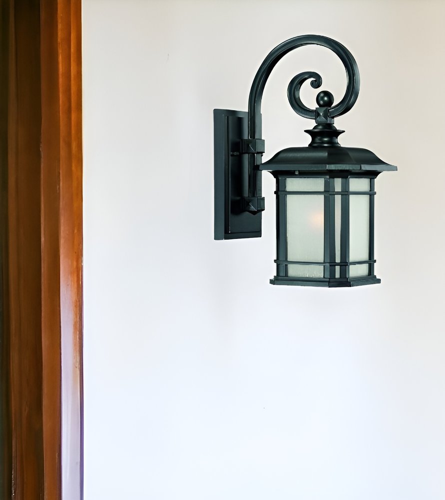 Matte Black Frosted Linen Glass Lantern Wall Light HomeRoots