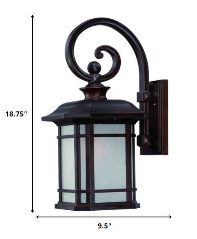 XL Antique Bronze Frosted Linen Glass Lantern Wall Light HomeRoots