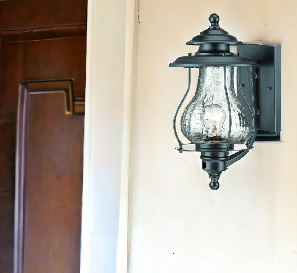 Matte Black Oil Lantern Wall Light HomeRoots