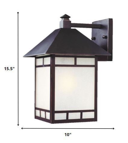 XL Antique Bronze Frosted Glass Lantern Wall Light HomeRoots