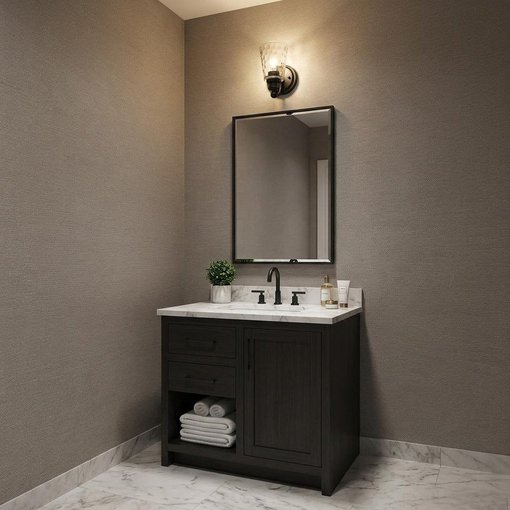 Bronze Metal and Pebbled Glass Wall Light HomeRoots