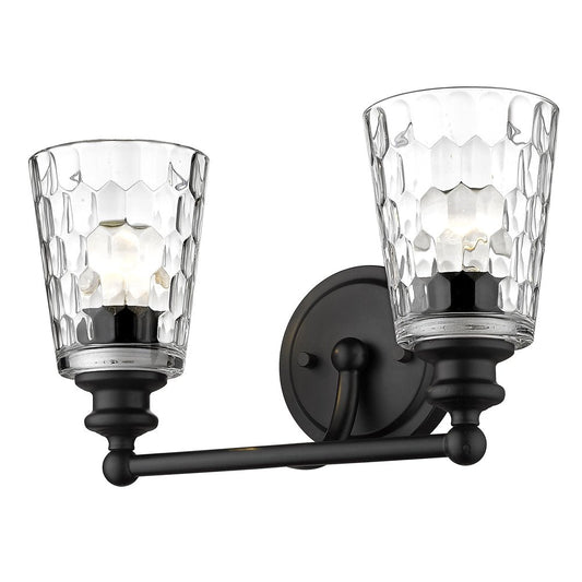 9" Black And Clear Metal and Glass Vanity Flush Mounted Sconce HomeRoots