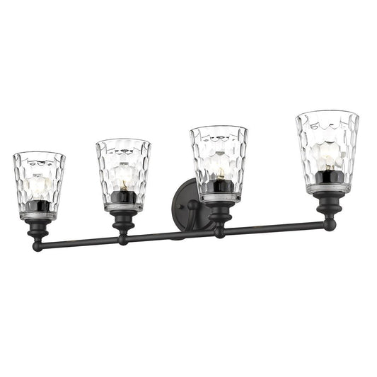 9" Black And Clear Metal and Glass Vanity Flush Mounted Sconce HomeRoots