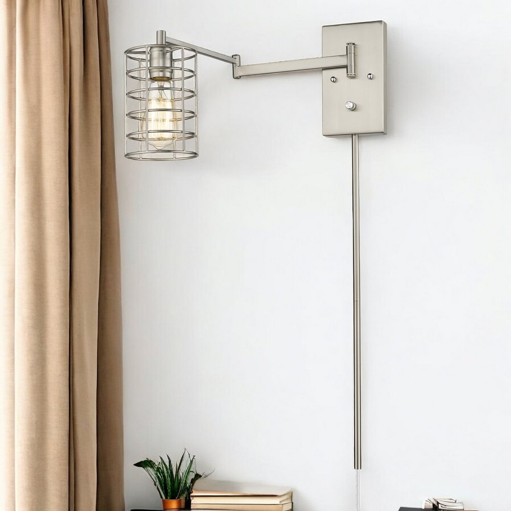 Industrial Silver Metal Wall Sconce HomeRoots