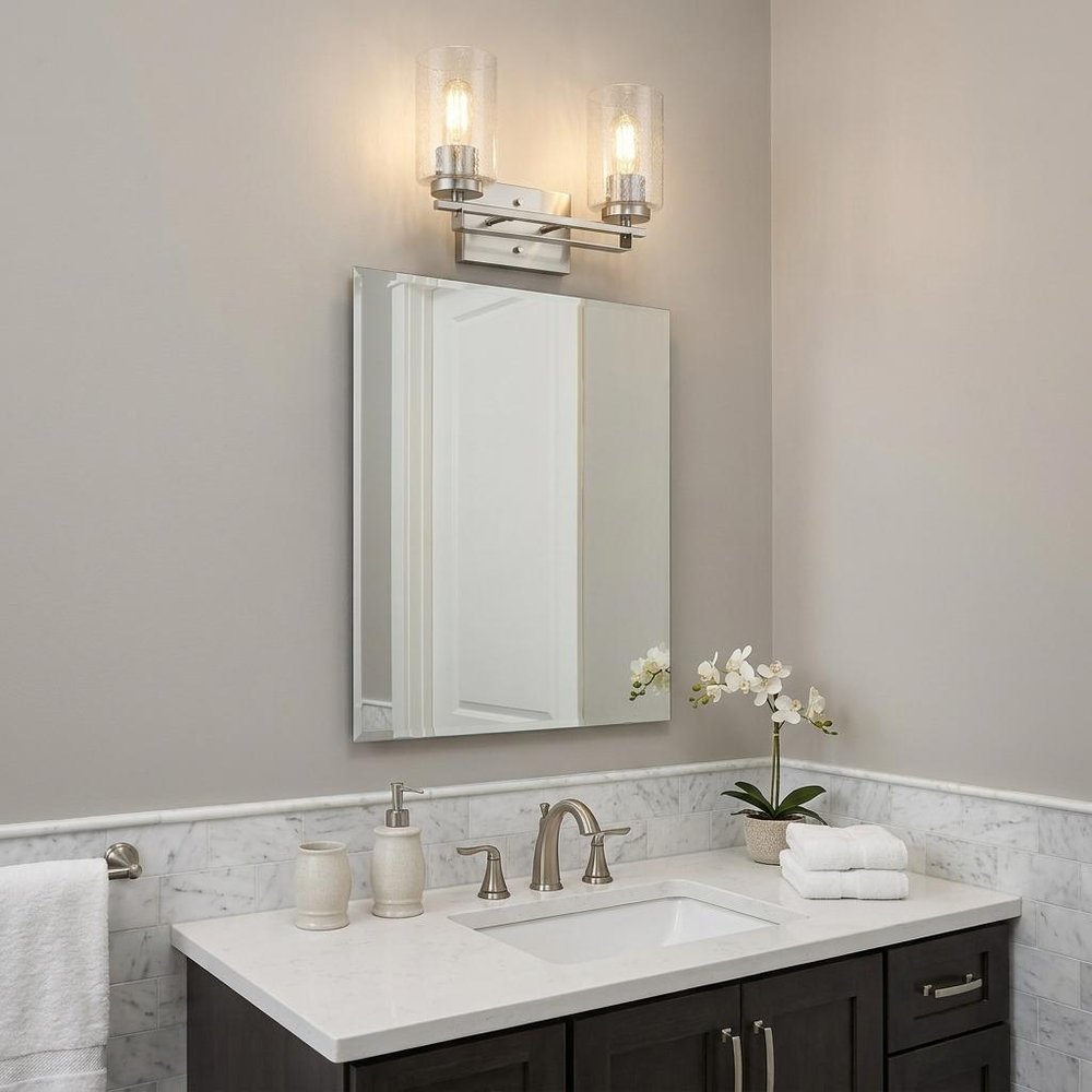 10" Silver And Clear Metal Vanity Flush Mounted Sconce HomeRoots