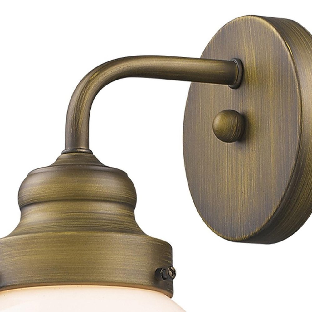 One Light Gold Wall Sconce with Round Glass Shade HomeRoots