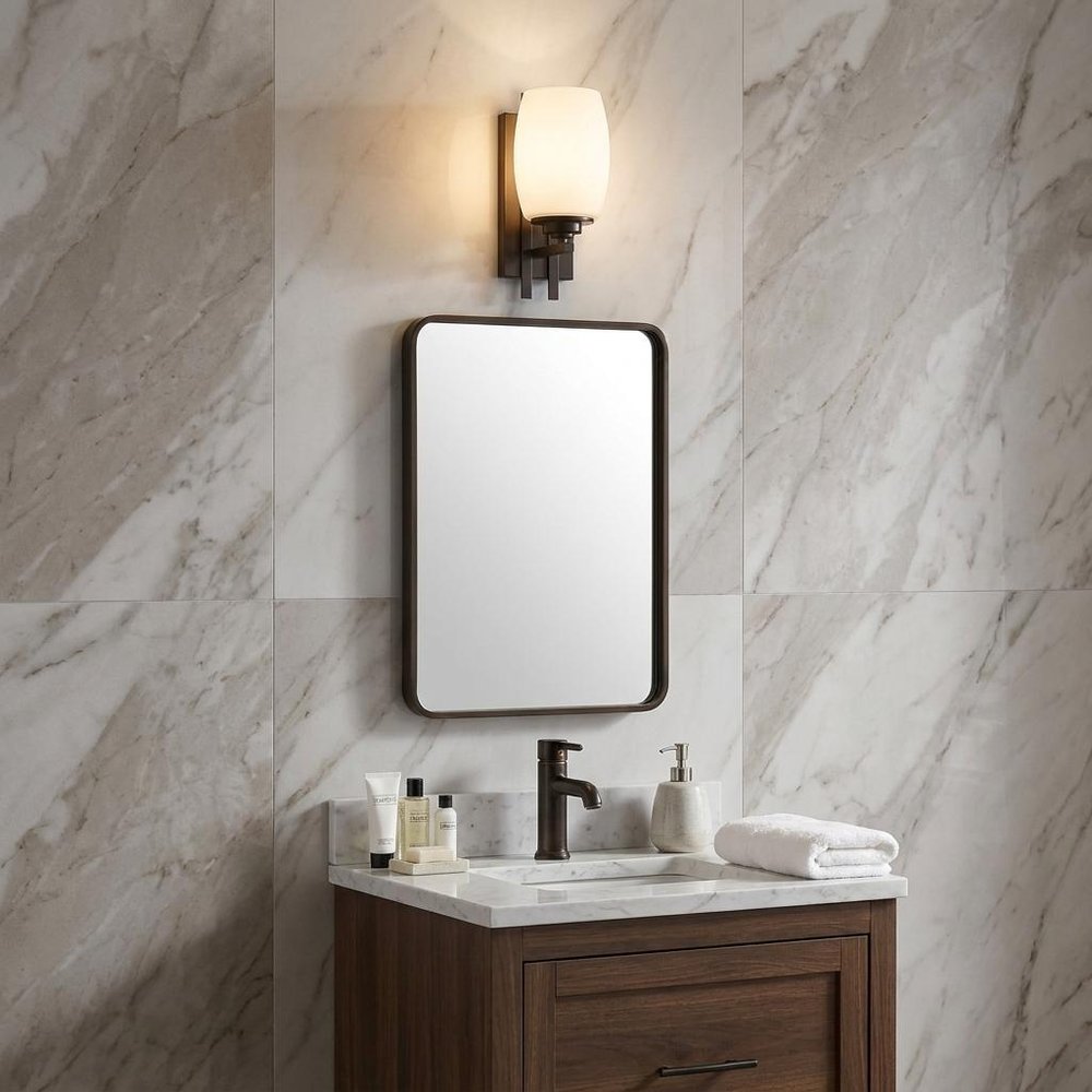 Geometric Bronze Wall Sconce with Frosted Glass Shade HomeRoots