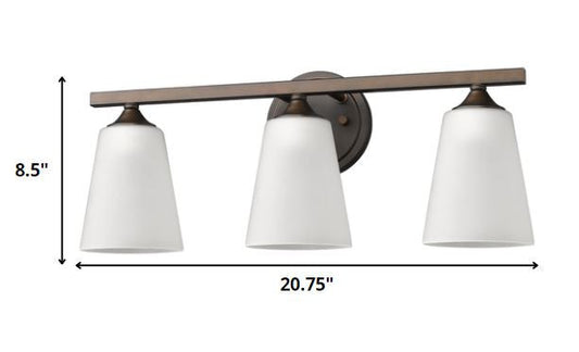 21" Bronze And White Metal and Glass Three Lights Flush Mounted Sconce HomeRoots