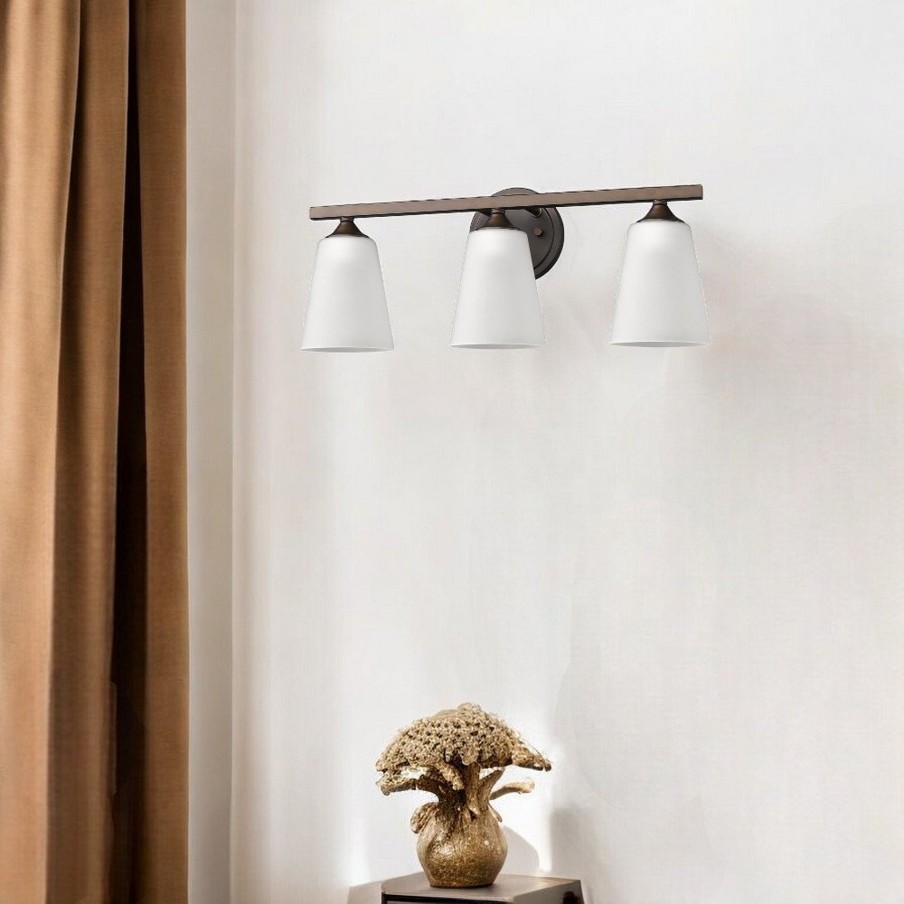 9" Bronze And White Metal and Glass Vanity Flush Mounted Sconce HomeRoots