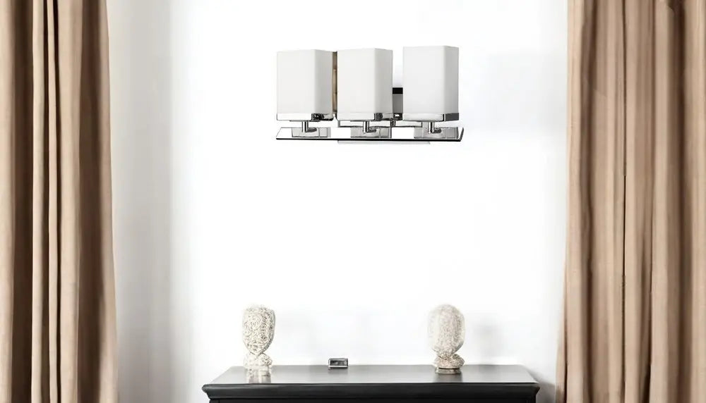 Three Light Silver Frosted Glass Wall Sconce HomeRoots