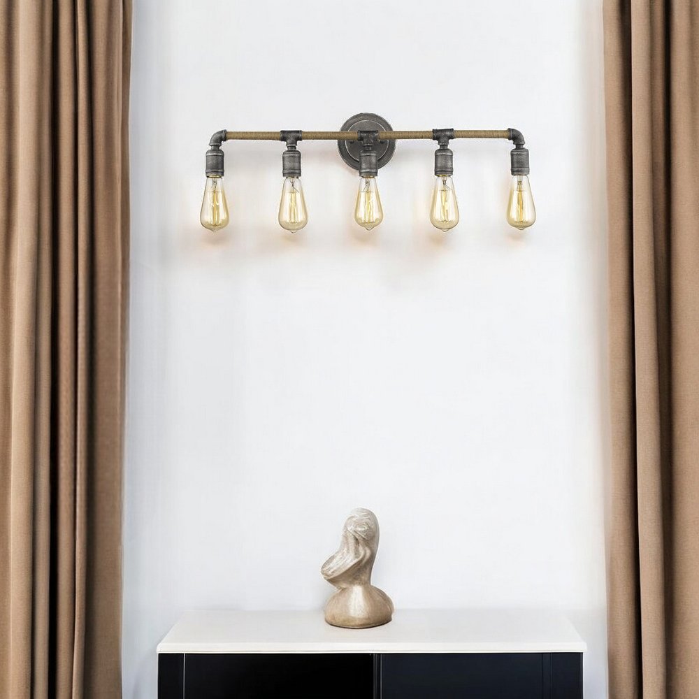 6" Black Metal Vanity Flush Mounted Sconce HomeRoots