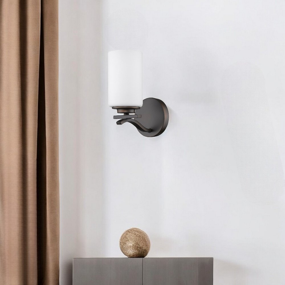 One Light Bronze and Glass Wall Sconce HomeRoots