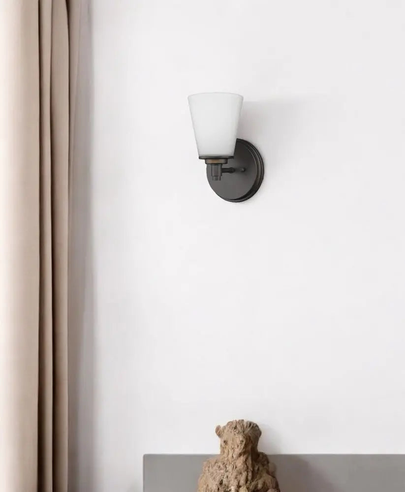 Bronze Wall Light with Frosted Glass Shade HomeRoots