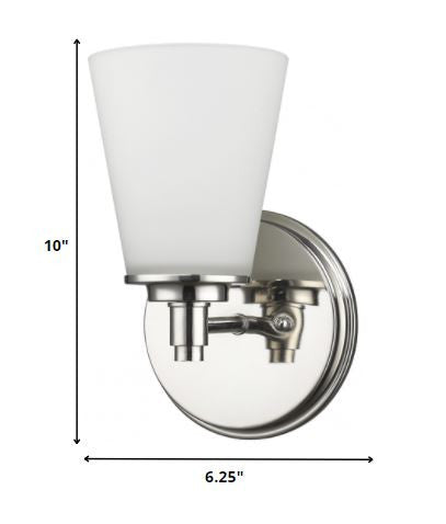 Silver Wall Light with Frosted Glass Shade HomeRoots
