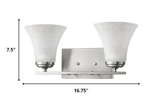 8" Silver And White Metal and Glass Vanity Flush Mounted Sconce HomeRoots