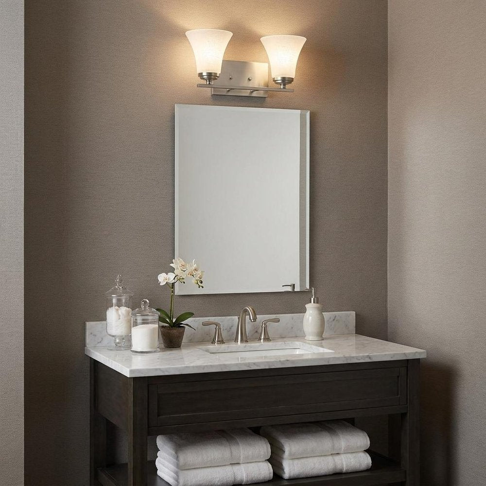 8" Silver And White Metal and Glass Vanity Flush Mounted Sconce HomeRoots