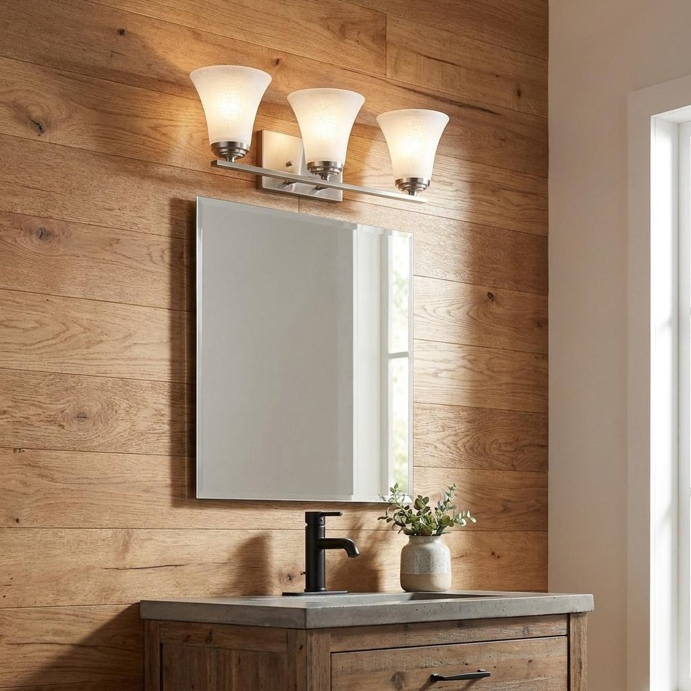 26" Silver And White Metal and Glass Three Lights Flush Mounted Sconce HomeRoots