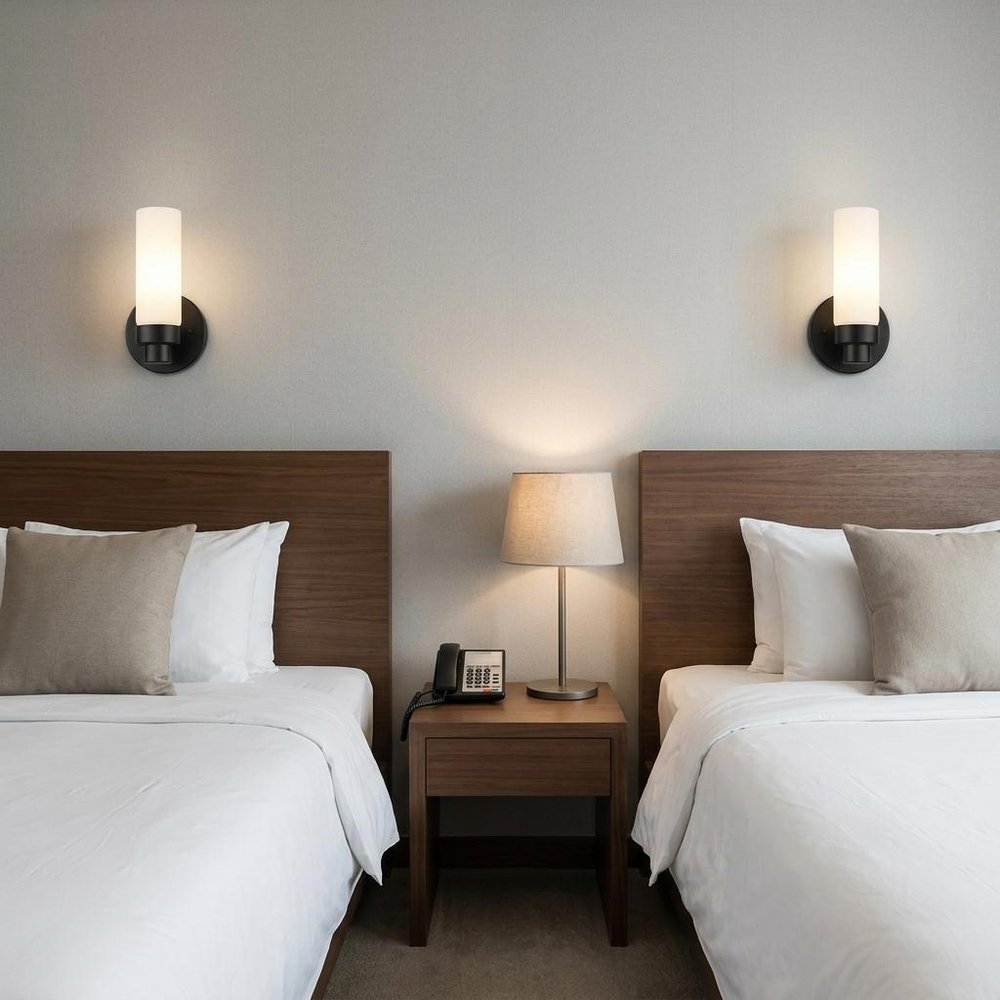 Matte Black Wall Light with Narrow Frosted Glass Shade HomeRoots