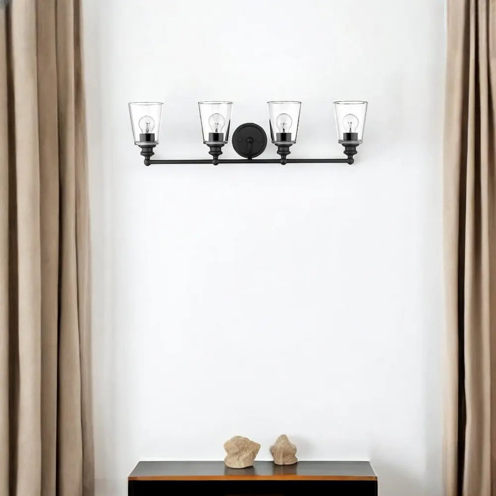 Ceil 4-Light Matte Black Vanity HomeRoots