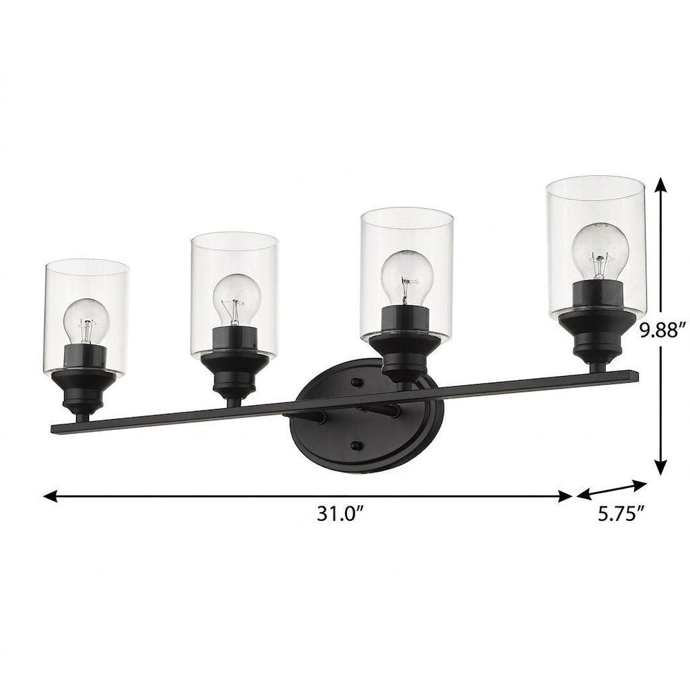 10" Black And Clear Metal Vanity Flush Mounted Sconce HomeRoots