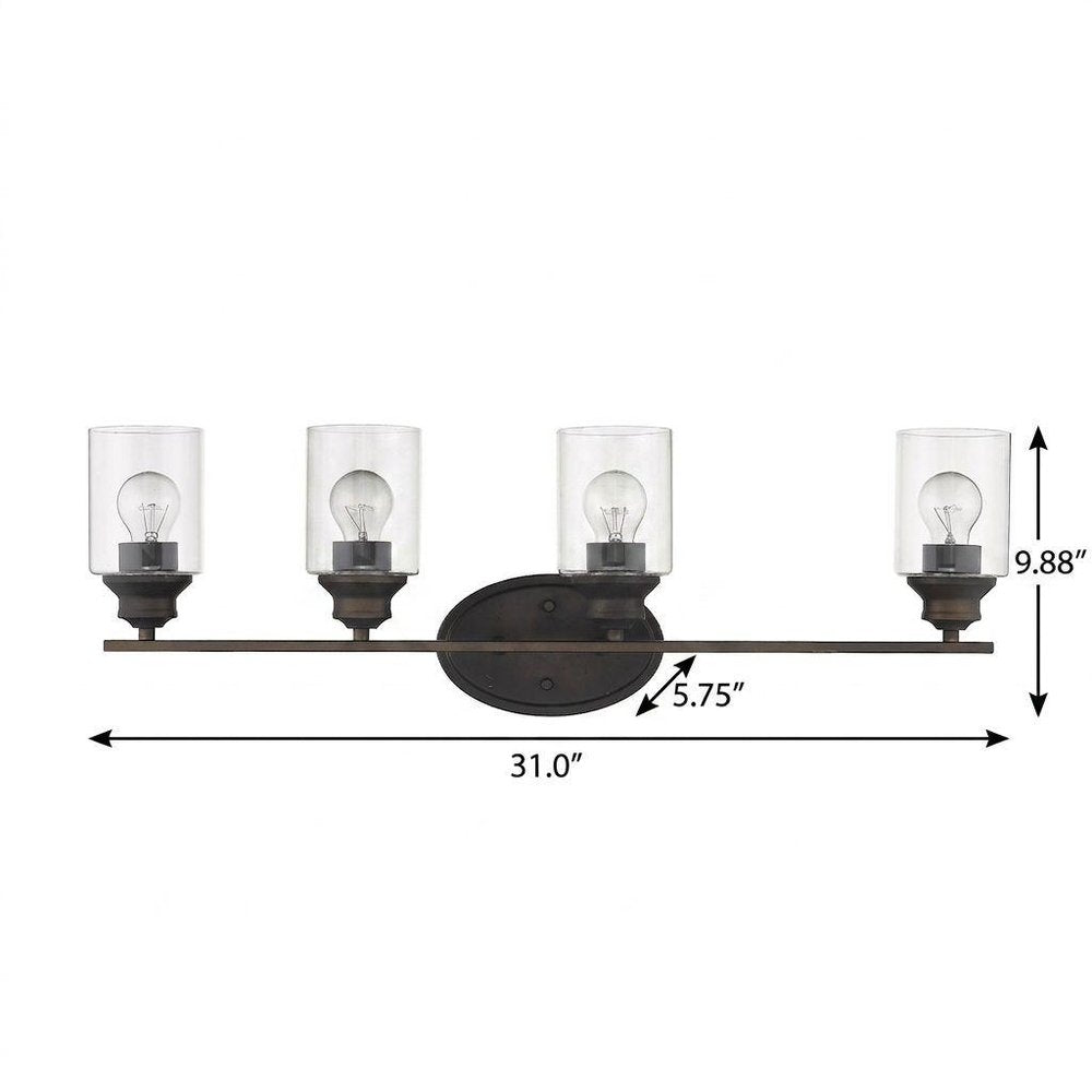 10" Black And Clear Metal and Glass Vanity Flush Mounted Sconce HomeRoots