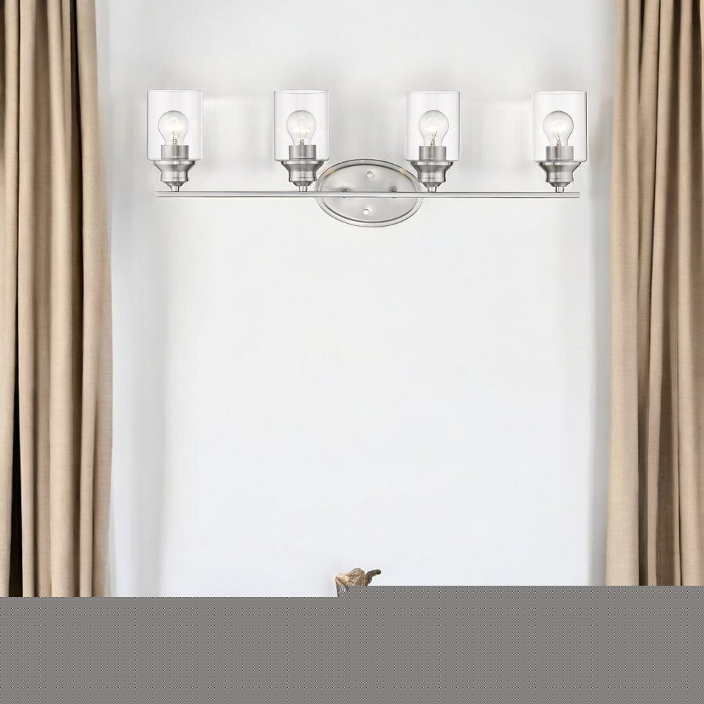 Four Light Silver Wall Light with Clear Glass Shade HomeRoots