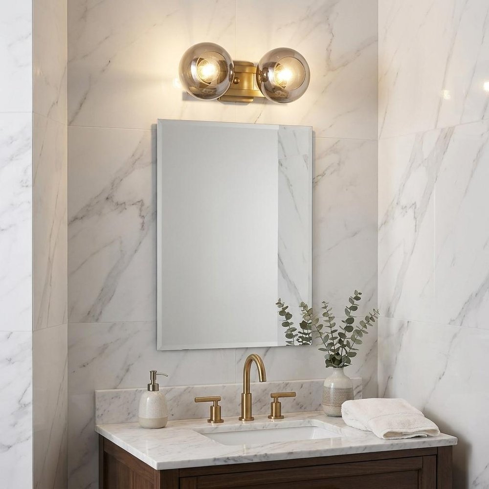 9" Smoky Black And Brass Metal Vanity Flush Mounted Sconce HomeRoots