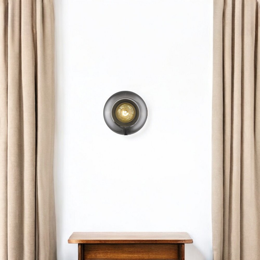 Gold and Smoked Glass Wall Light HomeRoots