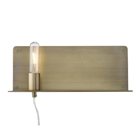 XL Dull Gold Shelf Wall Light HomeRoots