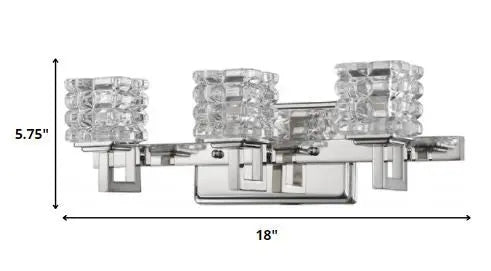Coralie 3-Light Polished Nickel Sconce With Pressed Crystal Shades HomeRoots