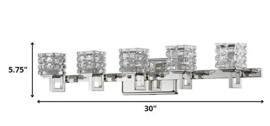 Coralie 5-Light Polished Nickel Sconce With Pressed Crystal Shades HomeRoots