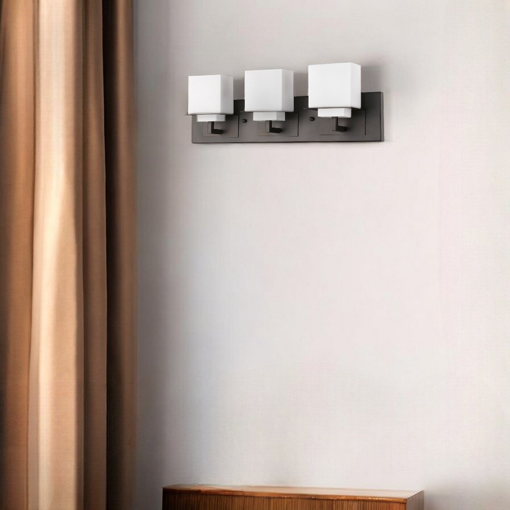 Rampart 3-Light Oil-Rubbed Bronze Vanity Light With Etched Glass Shades - FurniFindUSA