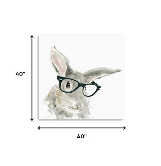 20" x 20" Watercolor Cutie Rabbit in Glasses Canvas Wall Art HomeRoots